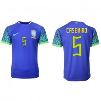 Brazília Casemiro #5 Vonkajší futbalový dres MS 2022 Krátky Rukáv